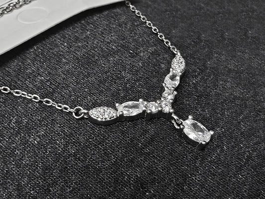 Serene V-Drop 925 Silver Necklace For Women