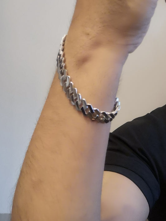 Iced Out Cuban Link 925 Silver Bracelet For Men