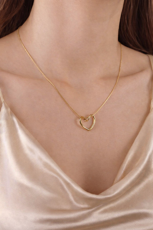 Heart Outlined Gold-Plated Anti Tarnish Necklace