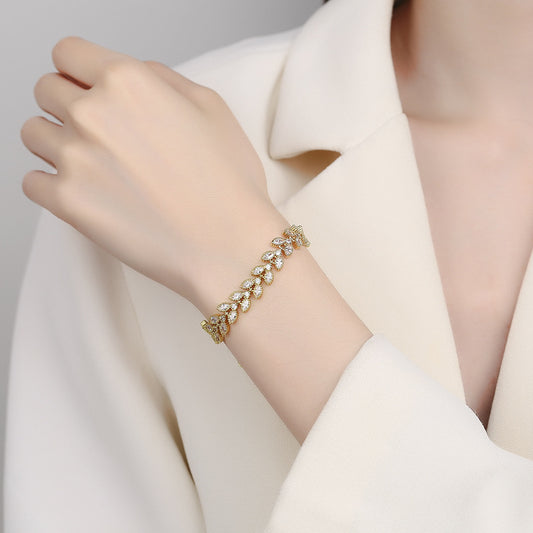 Adjustable Full Drill Women's Gold Plated Luxury Bohemian Style Bracelet