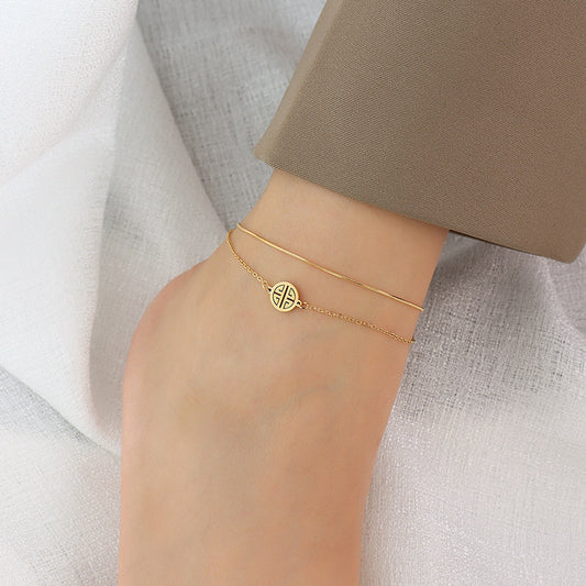 PVD Geometric 18K Gold Plated Anklet For Female