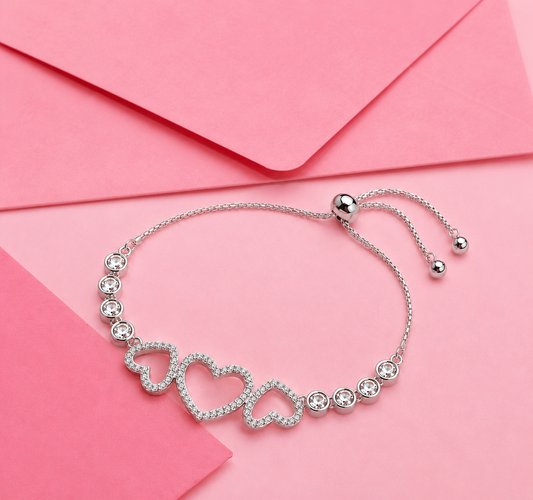 Silver Classic Blooming Heart Bracelet