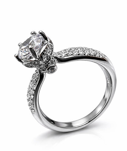 Florencia Bloom Solitaire Silver Ring For Women