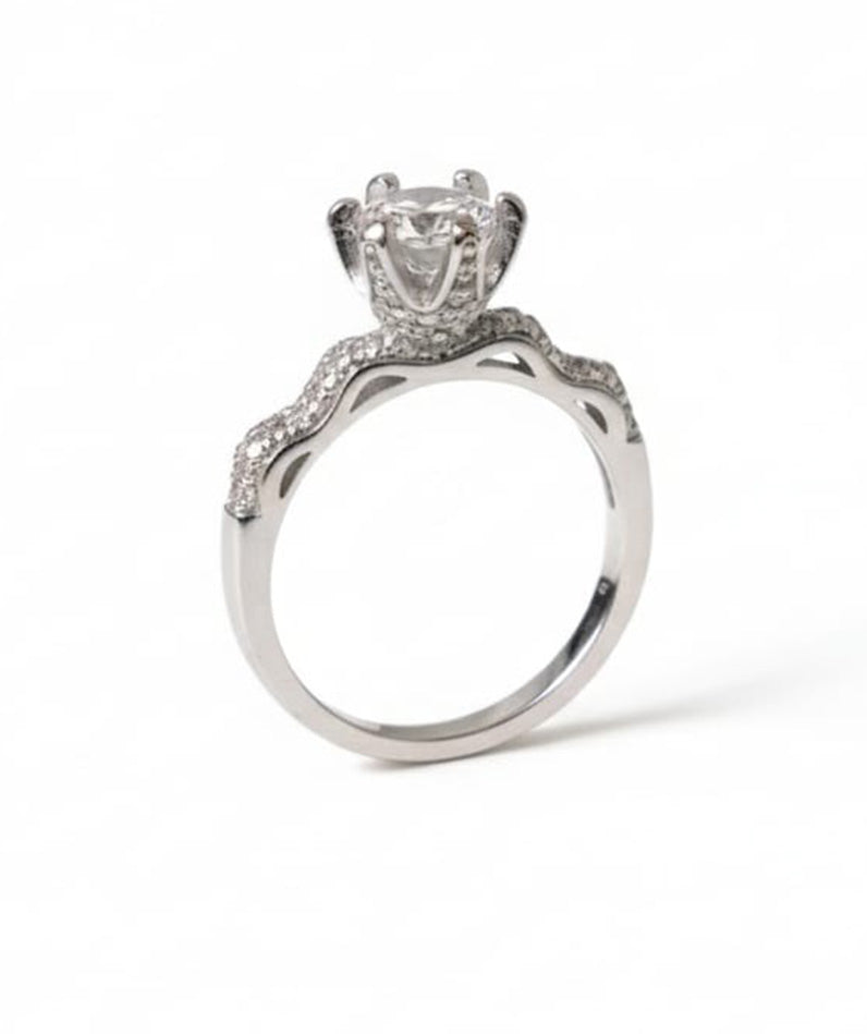 Silver Elevated Glittering Ring