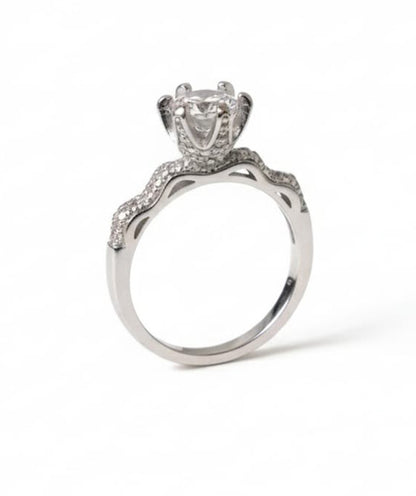 Silver Elevated Glittering Ring
