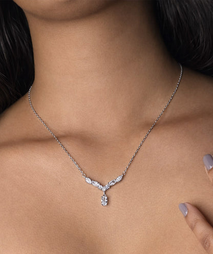 Serene V-Drop 925 Silver Pendant Chain For Women