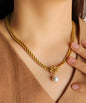Elegant Rope Twisted Double Layer 18K Gold Plated Necklaces