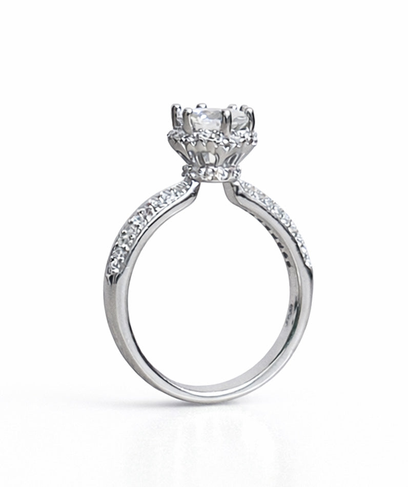 Aurielle Halo Solitaire Ring For Women