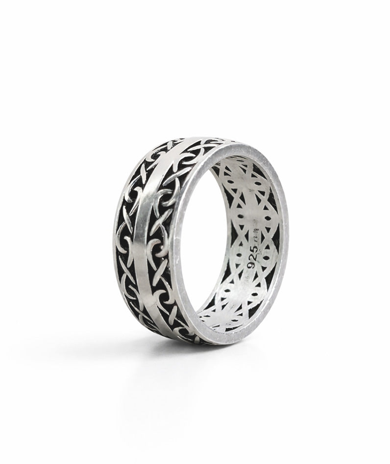 Infinity Weave Silver Ring Band For Men