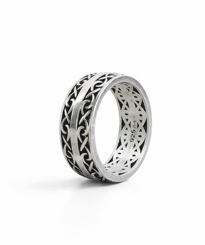 Infinity Weave Silver Ring Band For Men