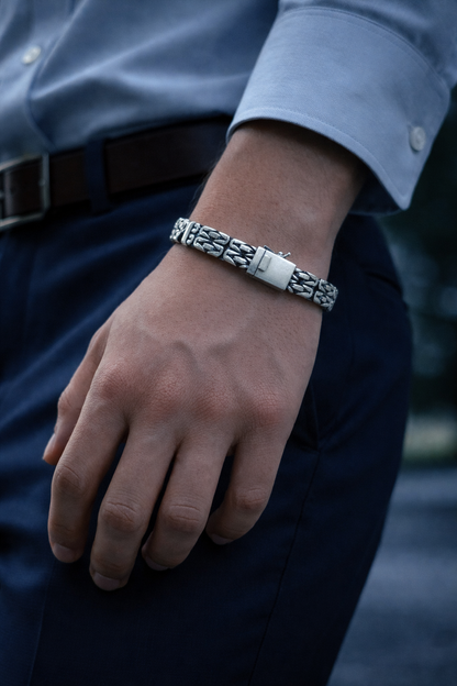 Imperial Byzantine Double Layered 925 Silver Bracelet