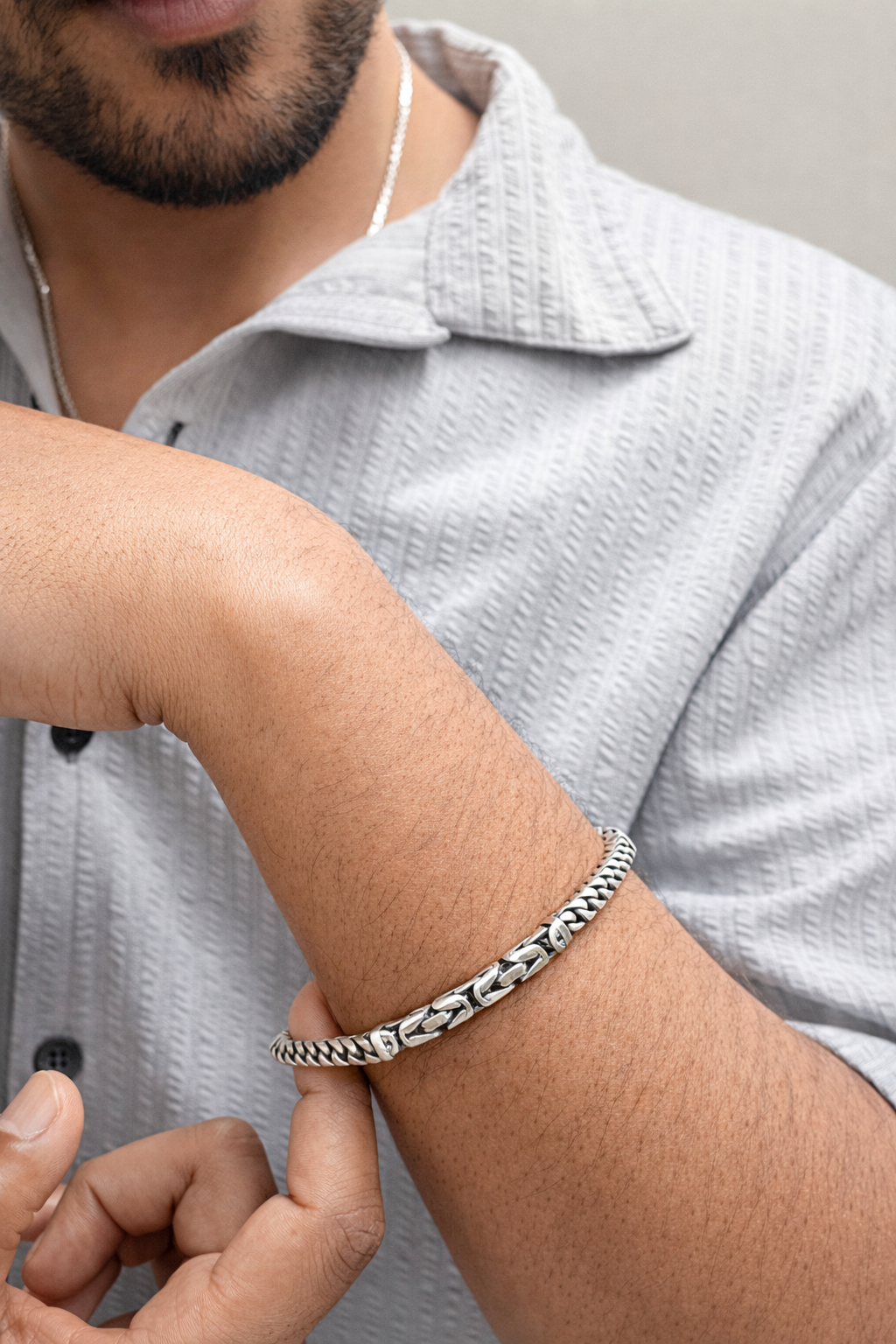 Royal Weave Curb Chain 925 Silver Bracelet with Black Enamel