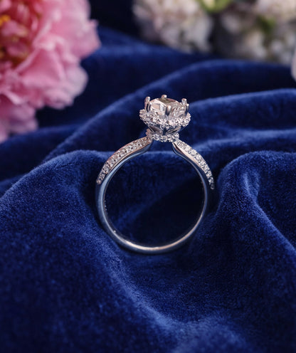 Aurielle Halo Solitaire Ring For Women