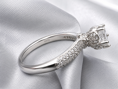 Florencia Bloom Solitaire Silver Ring For Women
