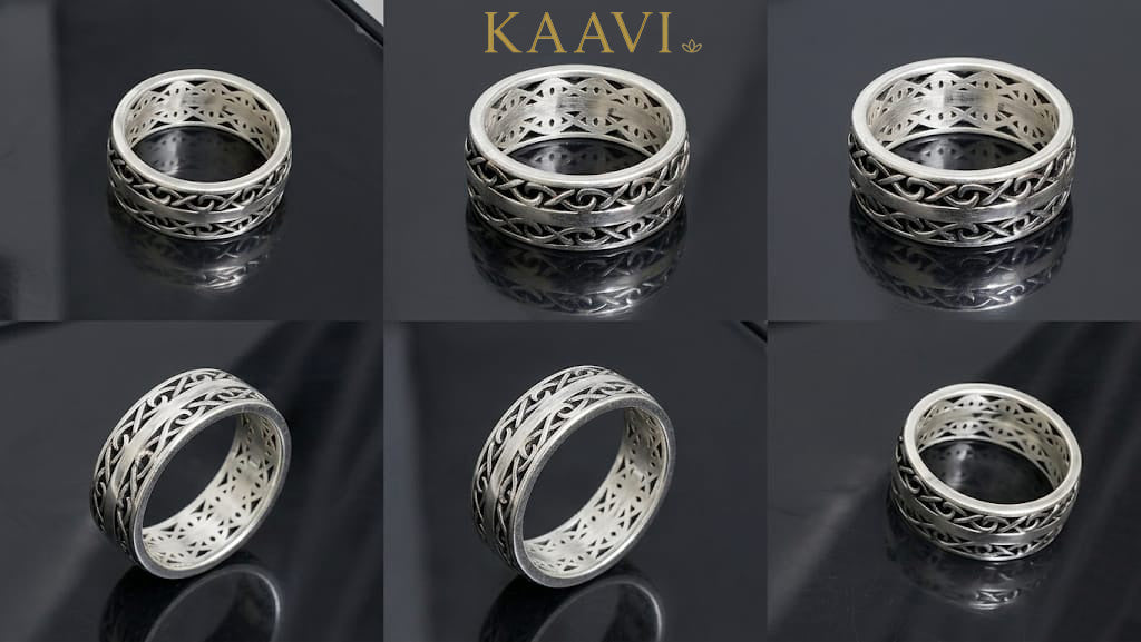 Infinity Weave Silver Ring Band For Men
