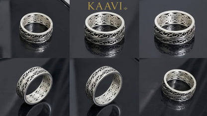 Infinity Weave Silver Ring Band For Men