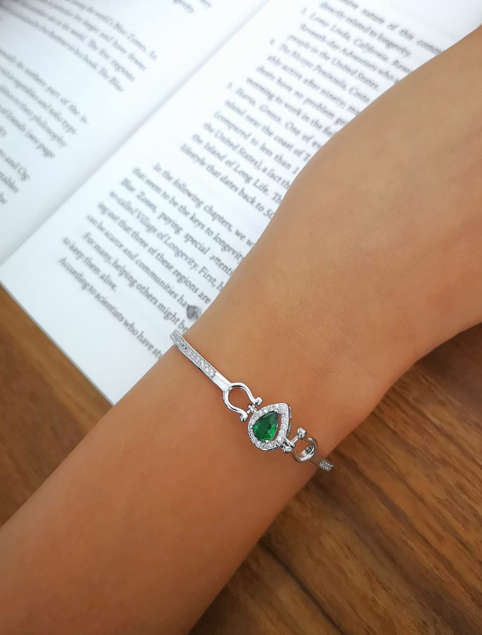 Evergreen Halo 925 Silver Bracelet For Female