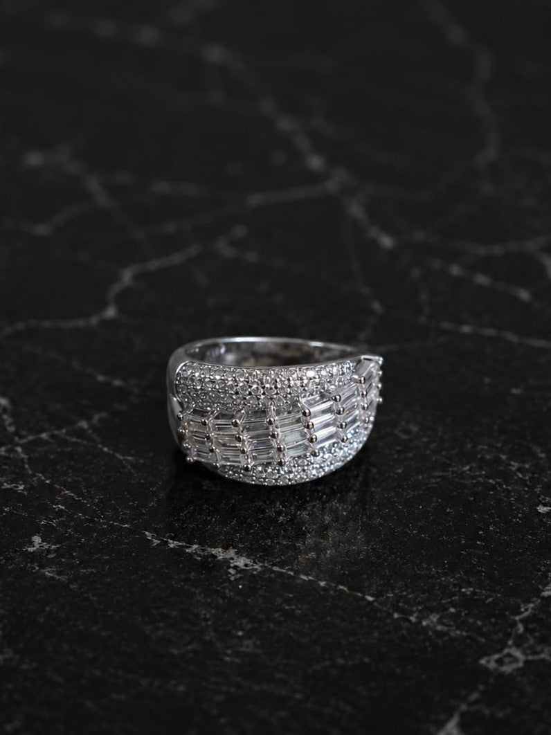 Luxury Multi-Row Diamond Silver 925 Ring