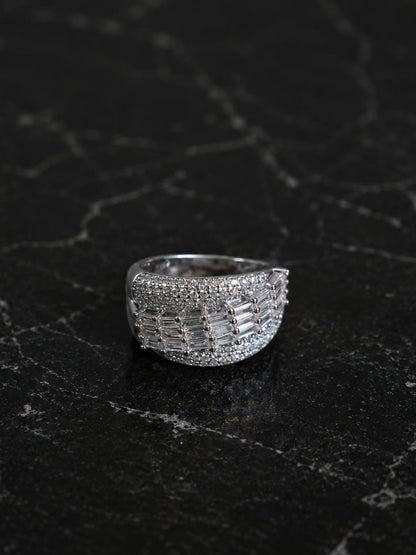 Luxury Multi-Row Diamond Silver 925 Ring