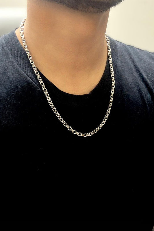 Eagle embosed 925 Pure Silver Men's Chain