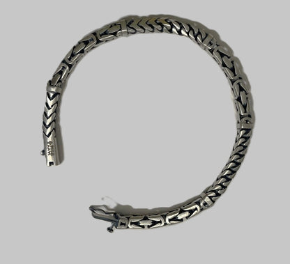 Royal Weave Curb Chain 925 Silver Bracelet with Black Enamel
