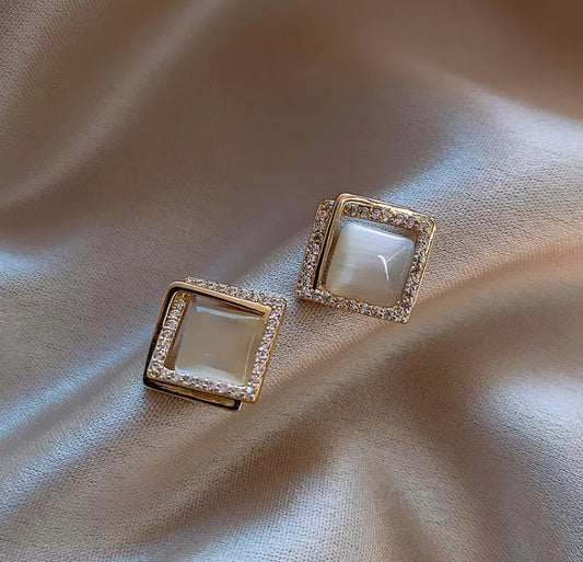 Opal Square Female Earrings