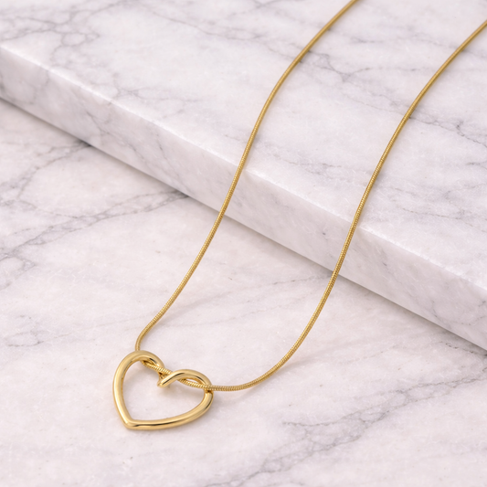 Heart Outlined Gold-Plated Anti Tarnish Necklace
