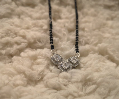 Blooming 925 Pure Silver Sliced Rectangular Shaped Mangalsutra