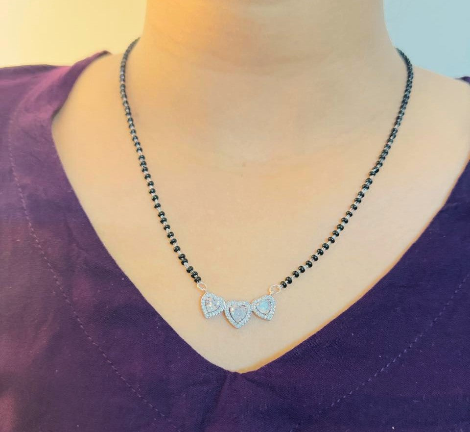 KAAVI Three Heart Mangalsutra Pure 925 Silver