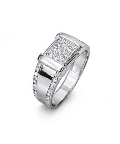 9 Matrix Mens Art Deco Silver Ring For Men