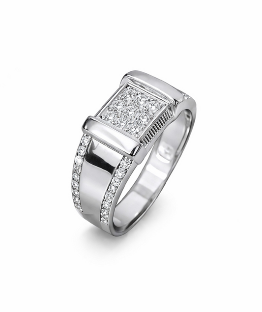 9 Matrix Mens Art Deco Silver Ring For Men