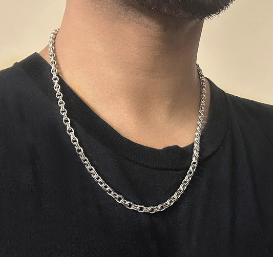 Eagle embosed 925 Pure Silver Men's Chain