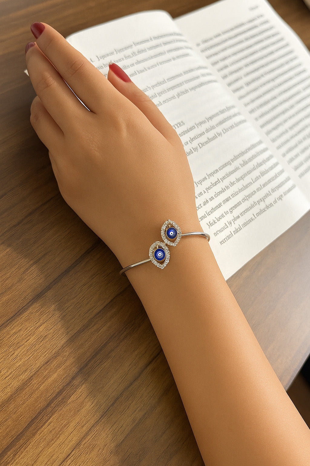 Women Pure 925 Silver Evil Eye Bracelet