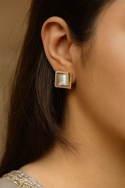 Opal Square Female Earrings