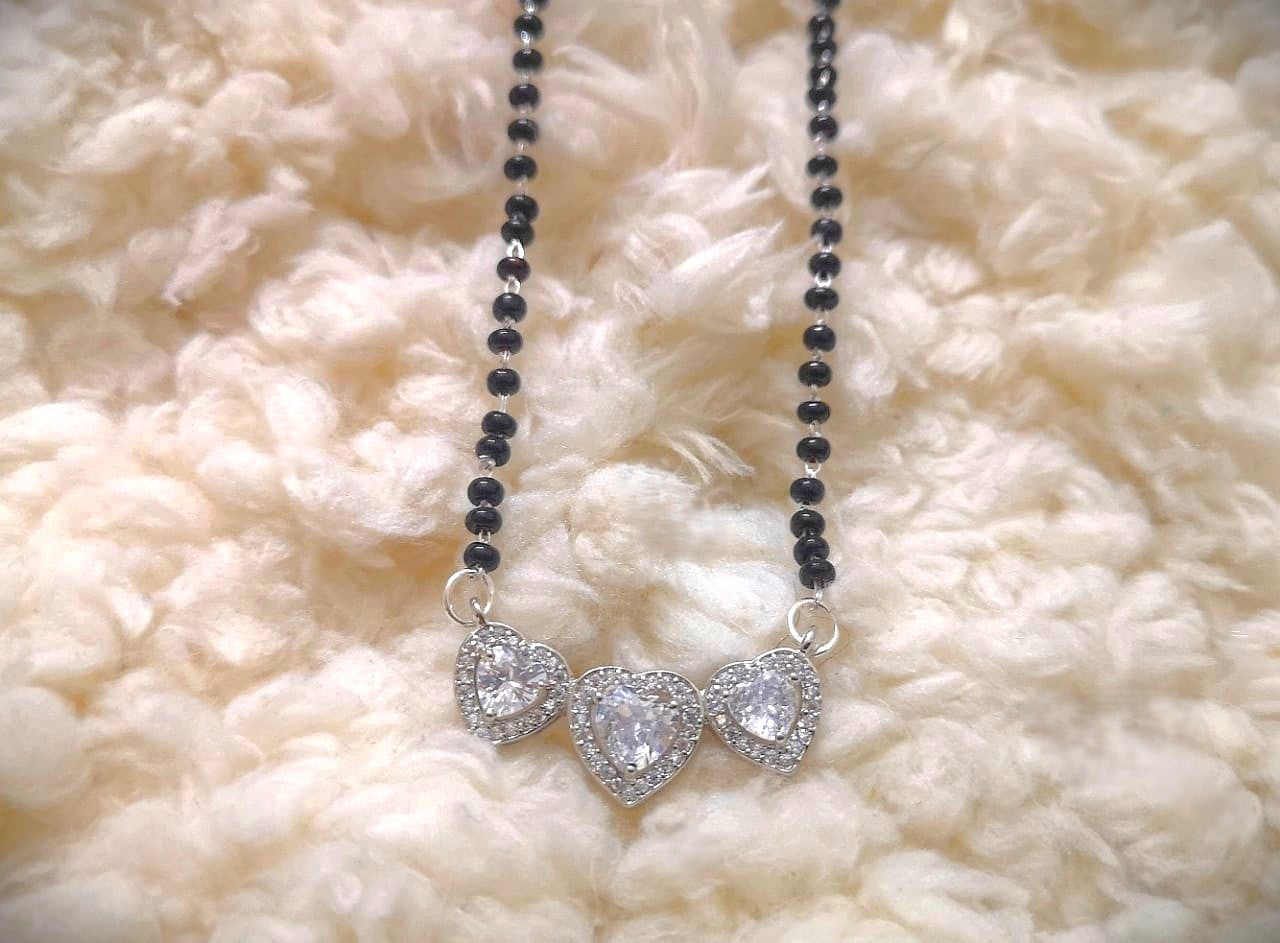 KAAVI Three Heart Mangalsutra Pure 925 Silver