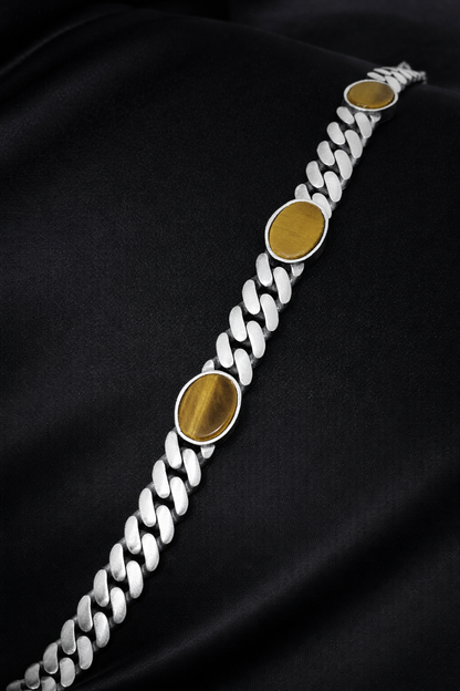 Regal Tiger Eye Link 925 Silver Bracelet