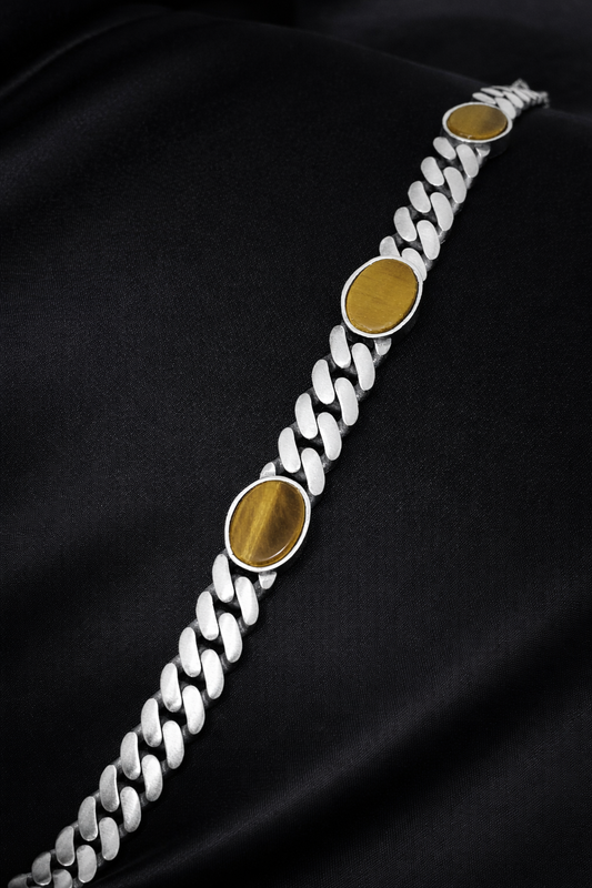 Regal Tiger Eye Link 925 Silver Bracelet
