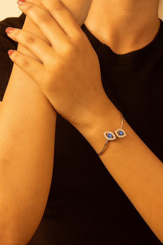 Women Pure 925 Silver Evil Eye Bracelet