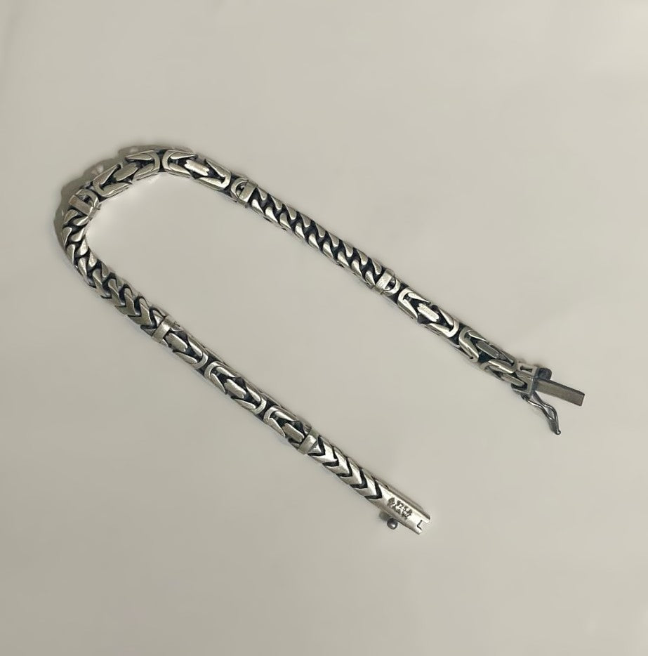Royal Weave Curb Chain 925 Silver Bracelet with Black Enamel