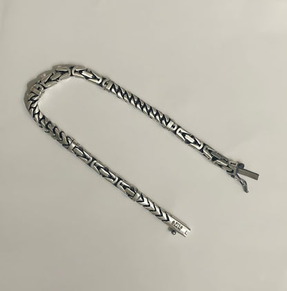 Royal Weave Curb Chain 925 Silver Bracelet with Black Enamel