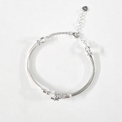 Blue Plated Sapphire & Cubic Zirconia Studded Tennis Woman Silver 925 Bracelet