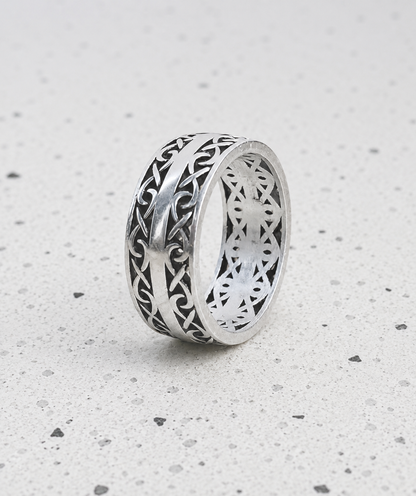 Infinity Weave Silver Ring Band For Men