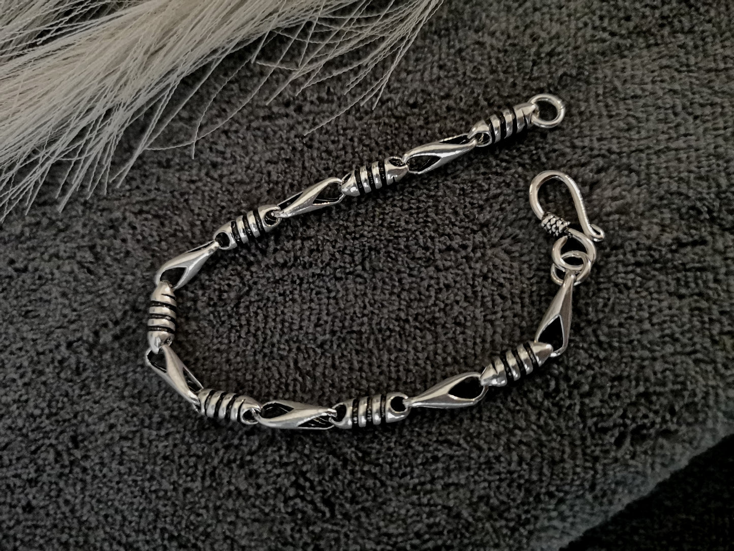 Men's CubanConeCut Oxidised Bracelet