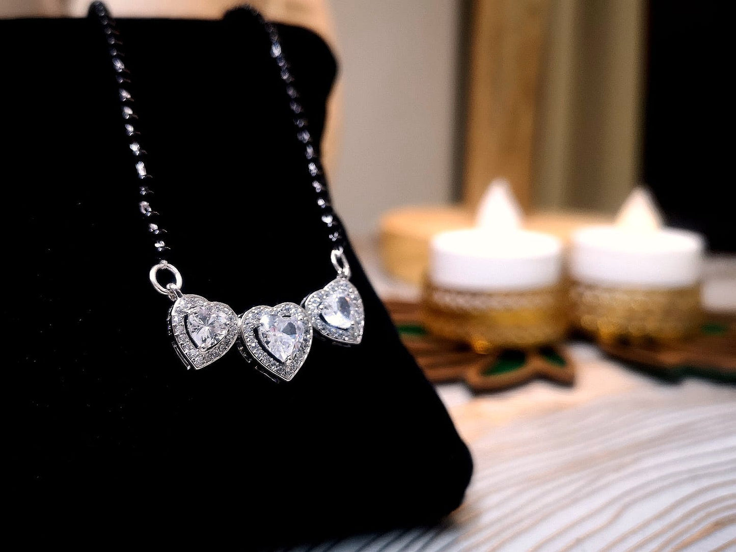 KAAVI Three Heart Mangalsutra Pure 925 Silver