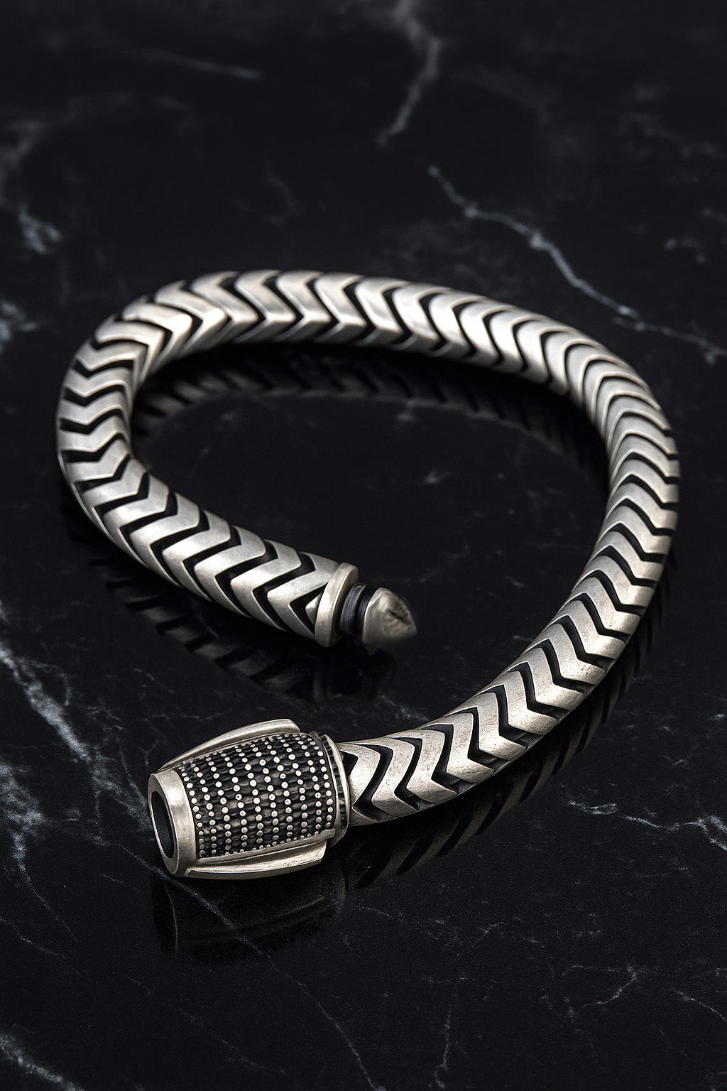 Men's Viper Crest Pure 925 Silver Turkish Bracelet