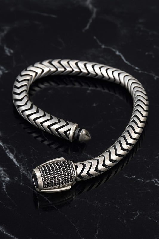 Men's Viper Crest Pure 925 Silver Turkish Bracelet