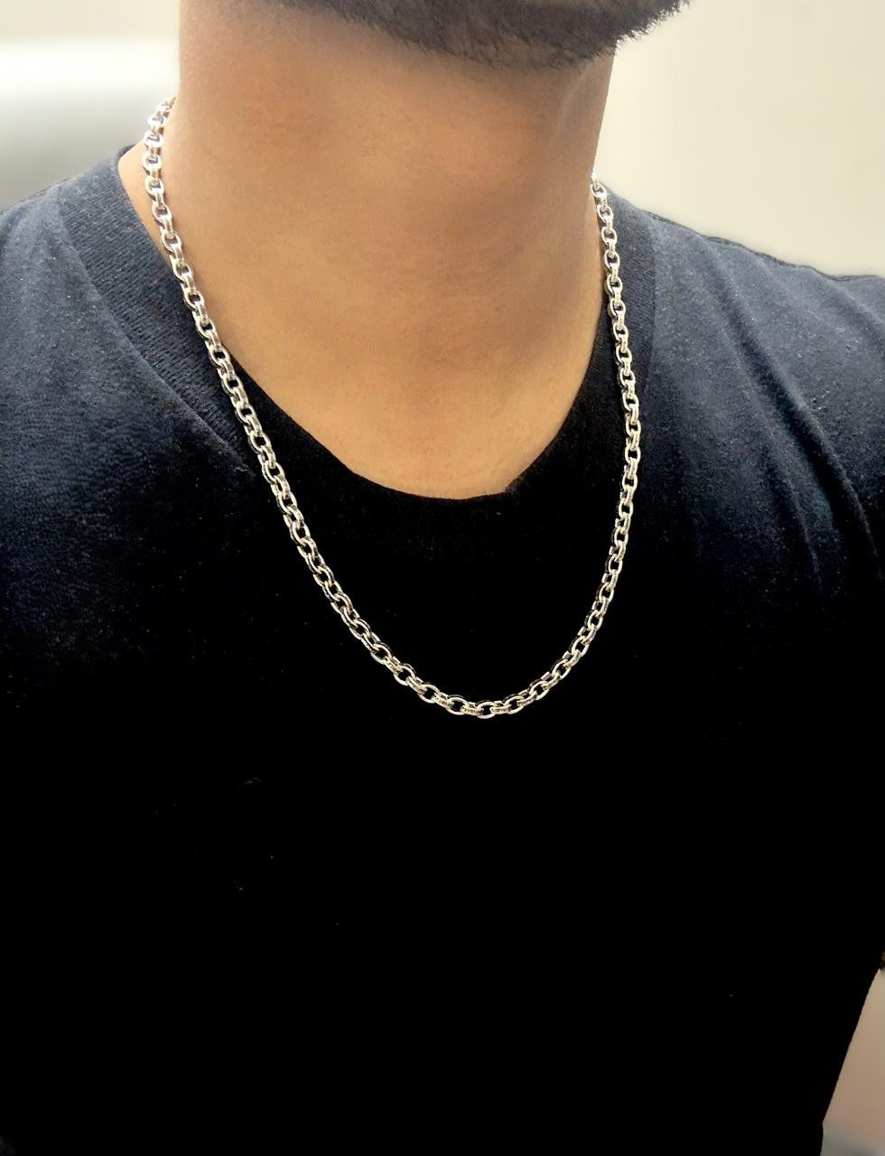 Eagle embosed 925 Pure Silver Men's Chain