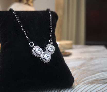 Blooming 925 Pure Silver Sliced Rectangular Shaped Mangalsutra