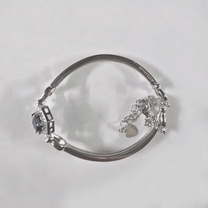 Blue Plated Sapphire & Cubic Zirconia Studded Tennis Woman Silver 925 Bracelet