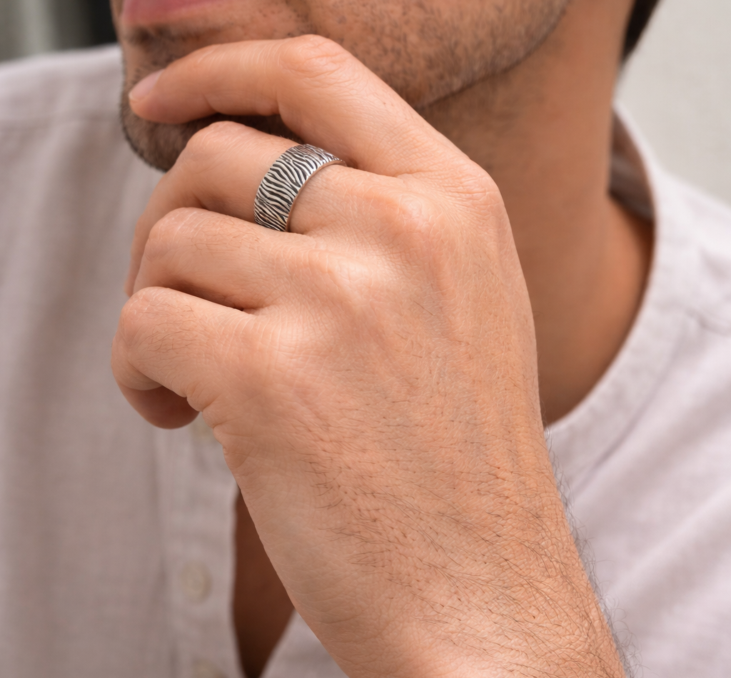 Zorvix Silver Ring Band For Men